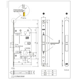 Zamek magnetyczny do drzwi ukrytych na wkładkę 50mm czarny mod. TOUCH z językiem