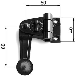 Zamknięcie okiennicy Ramię 60mm 180st.    czarne