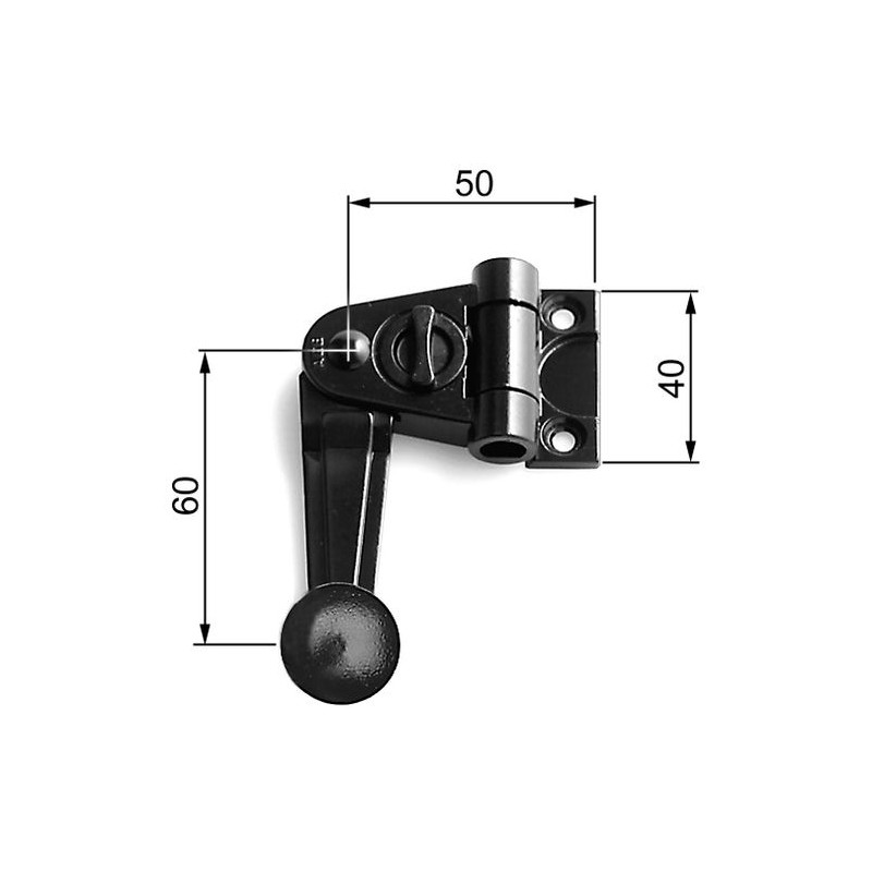 Zamknięcie okiennicy Ramię 60mm 180st.    czarne