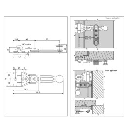 Zamknięcie okiennicy Ramię 75mm 180st.    4mm czarne