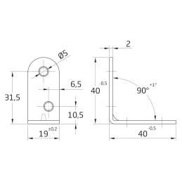 Kątownik budowlany 40x40x18mm czarny mod. 3