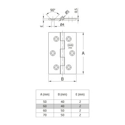 Zawias mosiężny lakierowany 60x40mm splatany mod. 1002