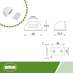 Odbój magnetyczny wys. 24,5mm biały odbojnik podłogowy mod. 403 DIS