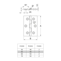 Zawias mosiężny 70x50mm złoto antyczne splatany mod. 1002