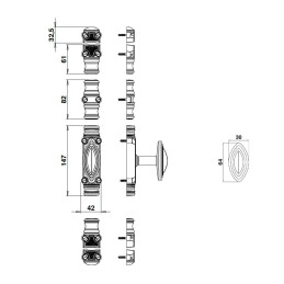 Klamka typu Cremone komplet z prowadnicami stary brąz 43 BTN ST AC