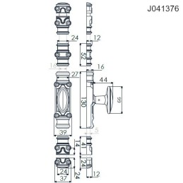 Klamka typu Cremone komplet z prowadnicami czarna RY16/03 EP NR V2