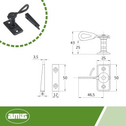 Zamknięcie okna 25mm złoto antyczne mod.12
