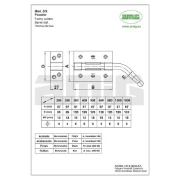 Zasuwa drzwiowa stalowa czarna 200mm mod. 320