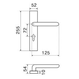 Klamka drzwiowa na wkładkę 72mm dł. szyld chrom szczotkowany mod. CUT 164/210