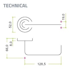 Klamka 19mm na okrągłej rozecie 52mm