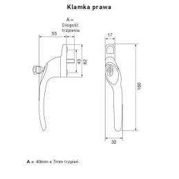 Klamka okienna z kluczykiem Overture Lock 40x7 biała Prawa