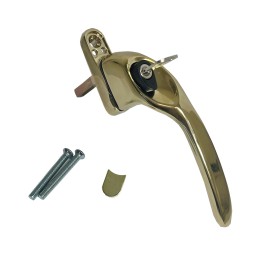 Klamka okienna z kluczykiem Overture Lock 40x7 złota Prawa