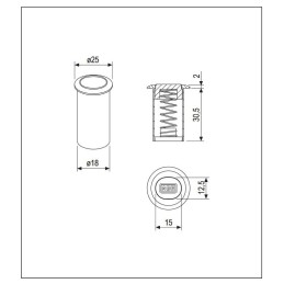 Zaczep tulejka ze sprężyną do zasuwy czołowej 12,5x15mm czarny