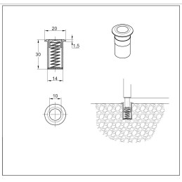 Zaczep tulejka ze sprężyną do zasuwy czołowej 10mm niklowany