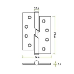 Zawias do drzwi 102x76mm stal nierdzewna INOX samozamykający LEWY (pl) 2szt.