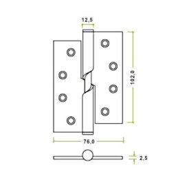 Zawias do drzwi 102x76mm stal nierdzewna INOX samozamykający PRAWY (pl) 2szt.
