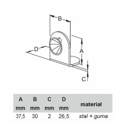 Odbój drzwiowy z przyssawką 30x37mm biały podłogowy mod. VENTOSA 2szt. R502