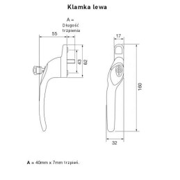 Klamka okienna z kluczykiem Overture Lock 40x7 chromowana Lewa