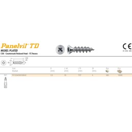 Wkręty niklowane 3,5x20mm PZ łeb stożkowy Panelvit 100szt. do zamków drzwiowych