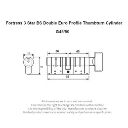 Wkładka z gałką do drzwi 95mm G45/50 mod. BS 3S Fortress DC
