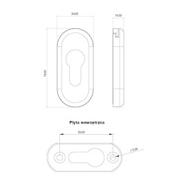 Szyld wkładki rozeta owalna 74x34 hardex grafit 2szt.