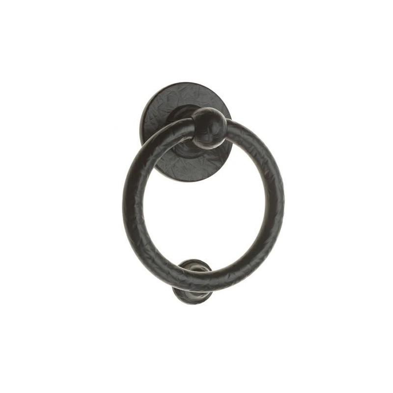 Kołatka drzwiowa Bull Ring czarna rustykalna 127mm okrągła