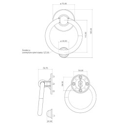 Kołatka drzwiowa Bull Ring Hardex złota 127mm okrągła
