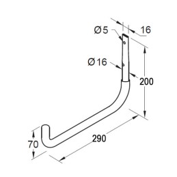 Hak pojedynczy 29cm z gumą ref. 374