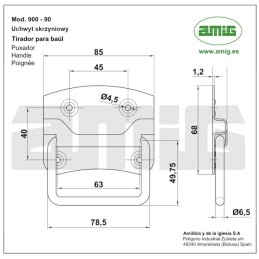 Uchwyt skrzyniowy 85x68mm czarny mod.900