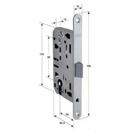 Zamek drzwiowy na wkładkę 85/60 niklowany F18 Mediana EVOLUTION