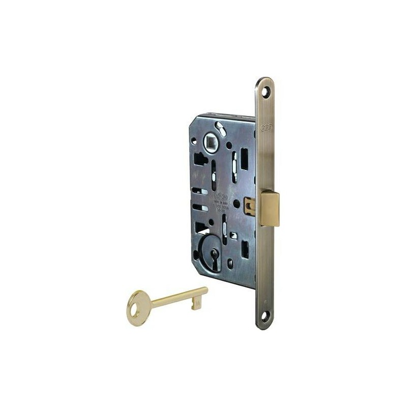 Zamek drzwiowy na klucz 90/50 mosiądz antyczny F18 Mediana EVOLUTION