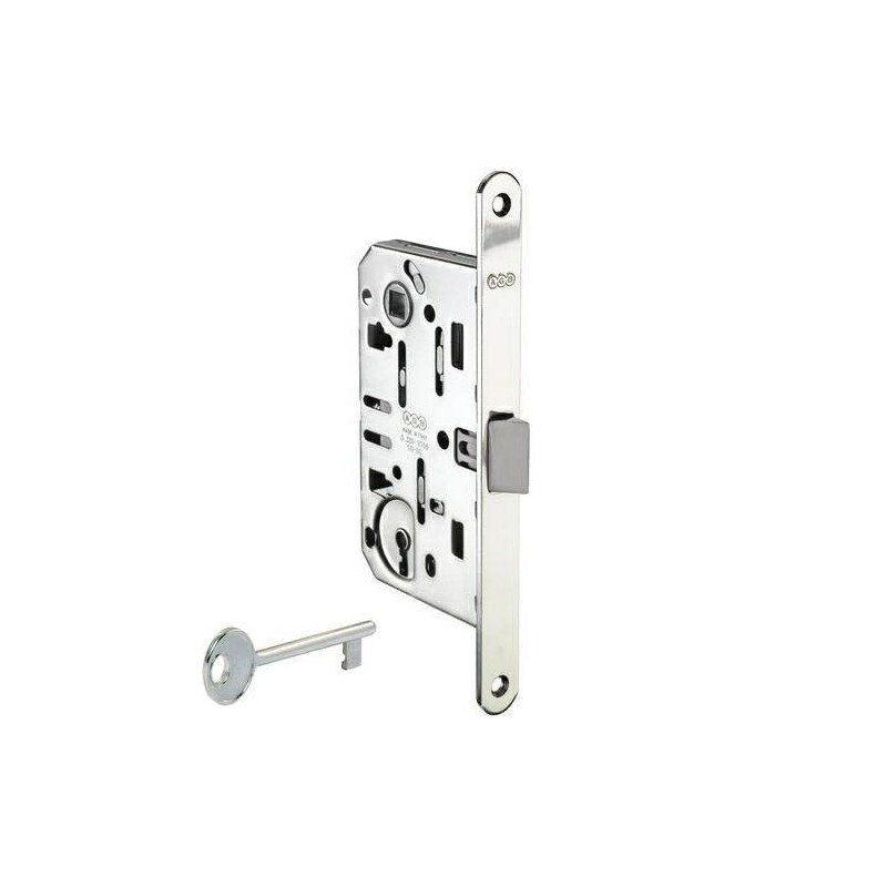 Zamek drzwiowy na klucz 90/50 niklowany F18 Mediana EVOLUTION
