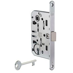 Zamek drzwiowy na klucz 90/60 chrom mat F18 Mediana EVOLUTION