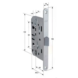 Zamek drzwiowy na klucz 90/60 nikiel połysk F18 Mediana EVOLUTION