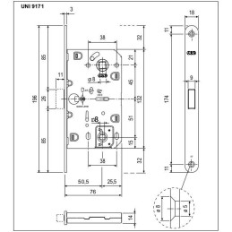 Zamek magnetyczny łazienkowy 96/50 chrom mat F18 Mediana POLARIS 2XT