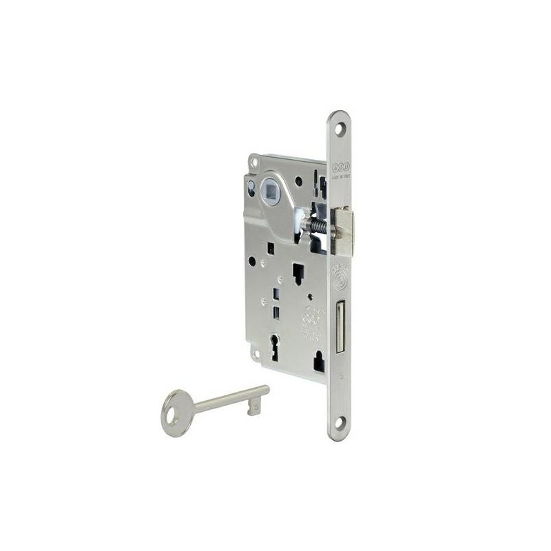 Zamek drzwiowy na klucz 90/50 chrom mat F22 CENTRO z ryglem