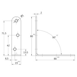 Kątownik montażowy 80x80x19mm czarny mod. 3