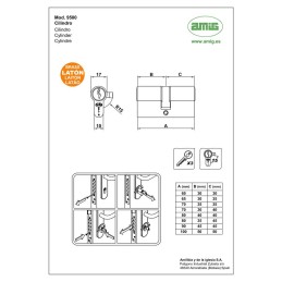 Wkładka drzwiowa 80mm 35/45 chrom połysk mod.9500