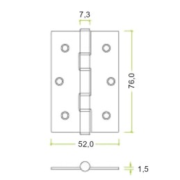 Zawias drzwiowy 76x52x1,5mm SS złote (2