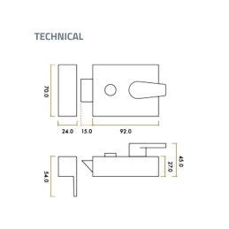 Zamek drzw. nawierzchniowy 60mm b/w biał