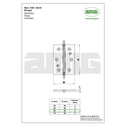 Zawias mosiężny lakierowany 70x50mm splatany mod. 1003
