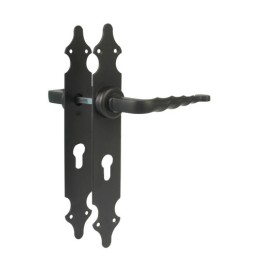 Klamka czarna wkładka 90mm szyld 280x45mm AMIG mod.101P B90