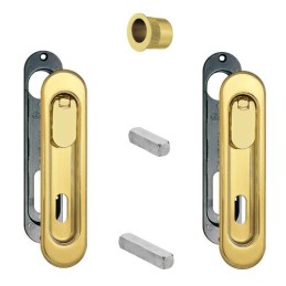 Uchwyty wpuszczane na klucz z pokrętłami mosiądzowane owalne SCIVOLA T + uchwyt na palec