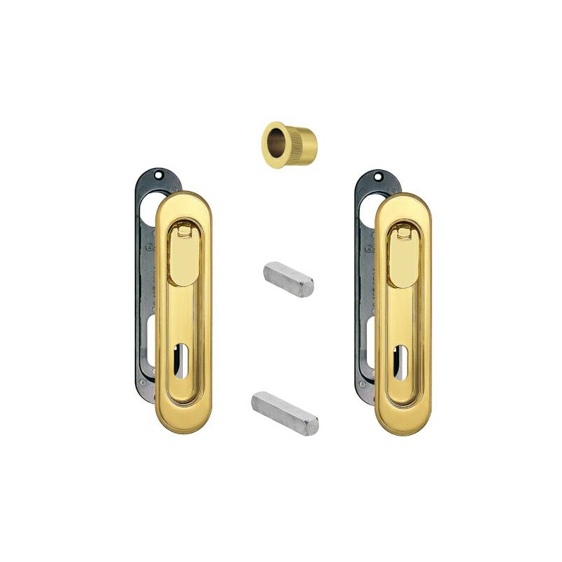 Uchwyty wpuszczane na klucz z pokrętłami mosiądzowane owalne SCIVOLA T + uchwyt na palec