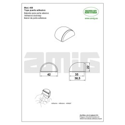 Odbój drzwiowy transparentny przyklejany 35x42x22mm mod. 409 DIS