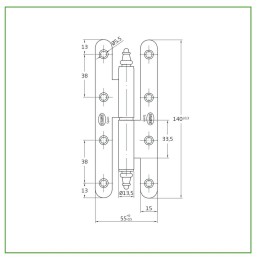 Zawias do drzwi 140x55mm stal biały rozłączny LEWY (pl) mod. 507