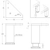 Noga meblowa nogi kwadratowe 40x40x100 z regulacją alum. srebrne - 4szt. mod. 20