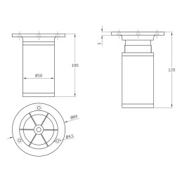 Noga meblowa nogi okrągłe 50x100-120 z regulacją chrom - 4szt. mod. 22