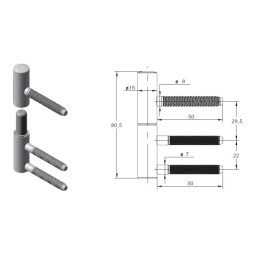 Zawias wkręcany fi. 15x80mm czarny mod. 82 LaFlorida