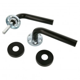 Klamka czarna INOX rozeta okrągła mod. 4RX